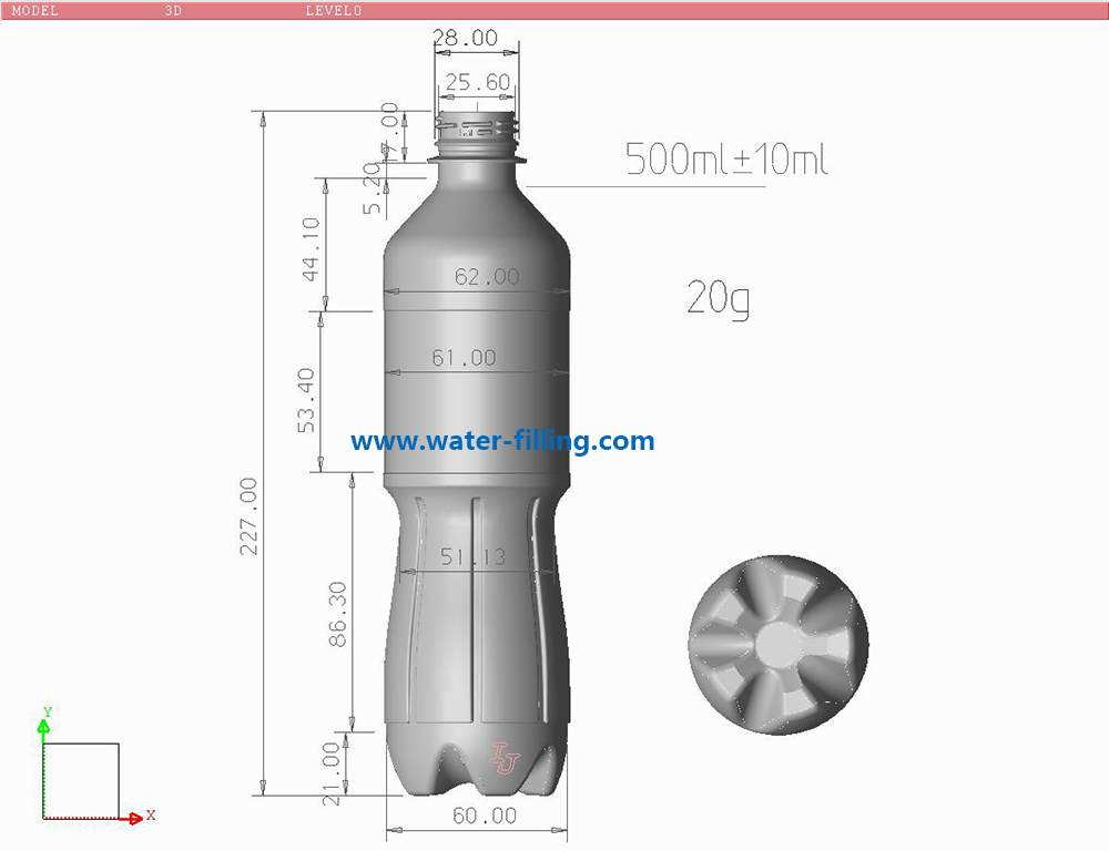 500ml carbon water bottle drawing