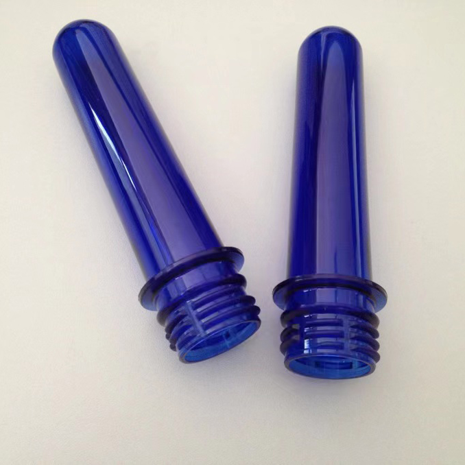 Blue water bottle preform tube