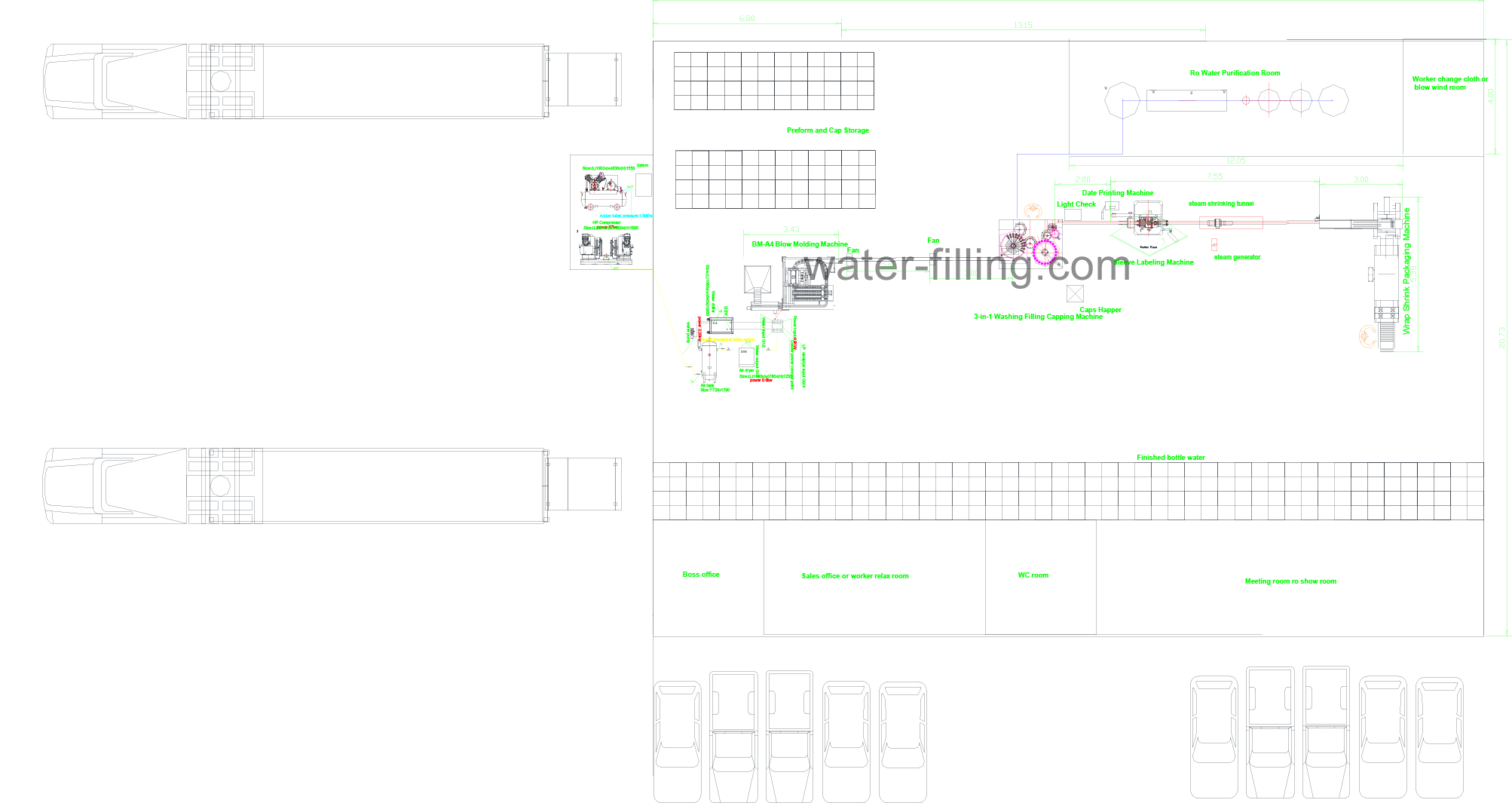 automatic water production line plant factory-layout