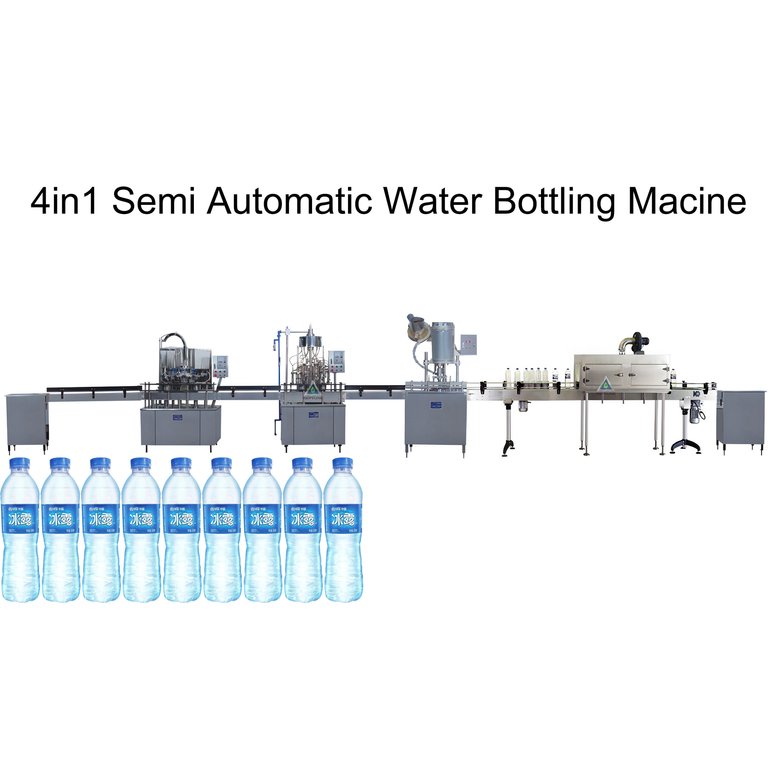 4in1 Semi Automatic Water Bottling Machine With bottled water scaled