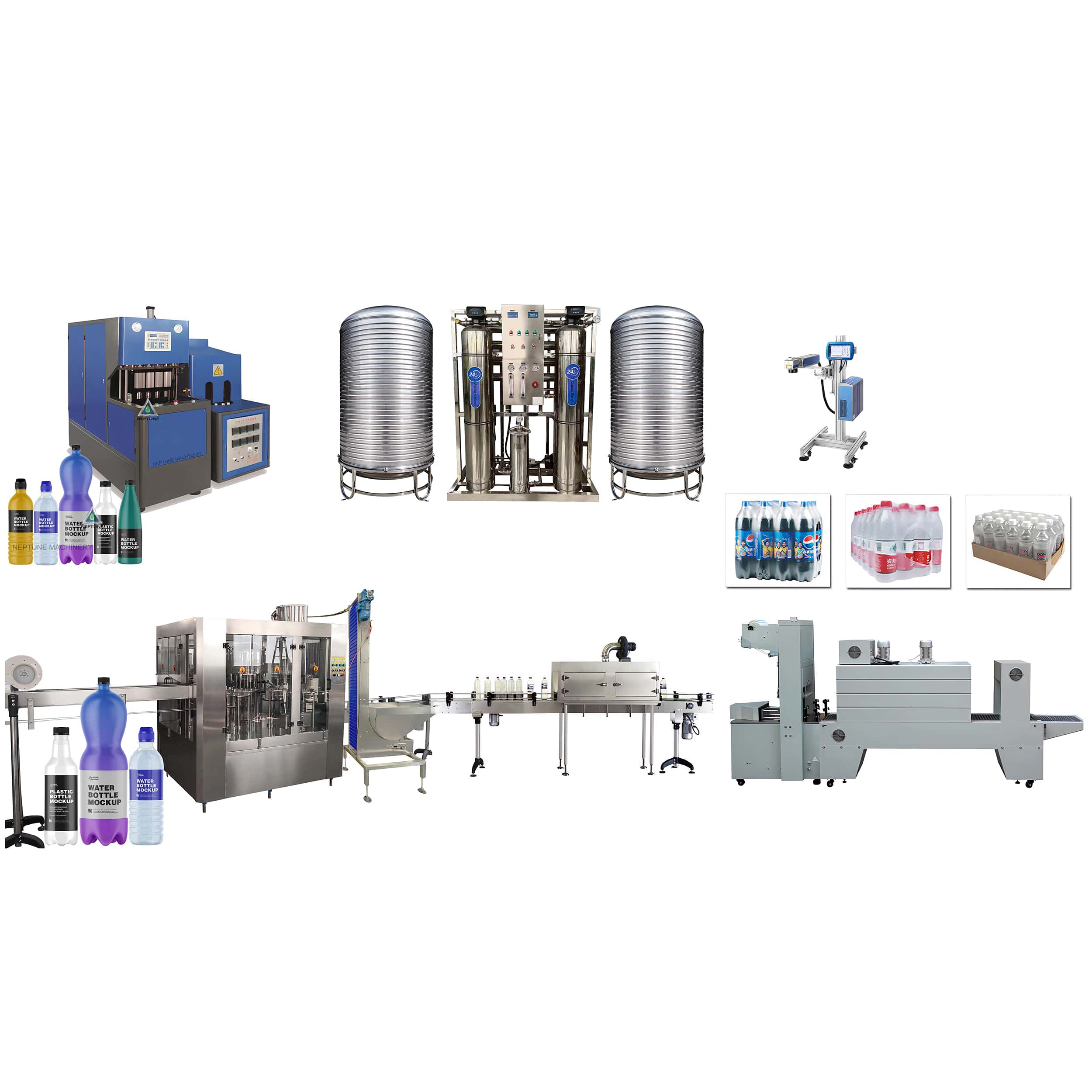 2000BPH SEMIAUTOMATIC WATER BOTTLING PRODUCTION LINE