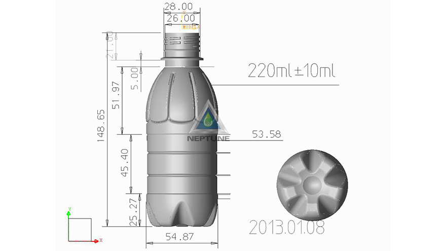 220ml water bottle design