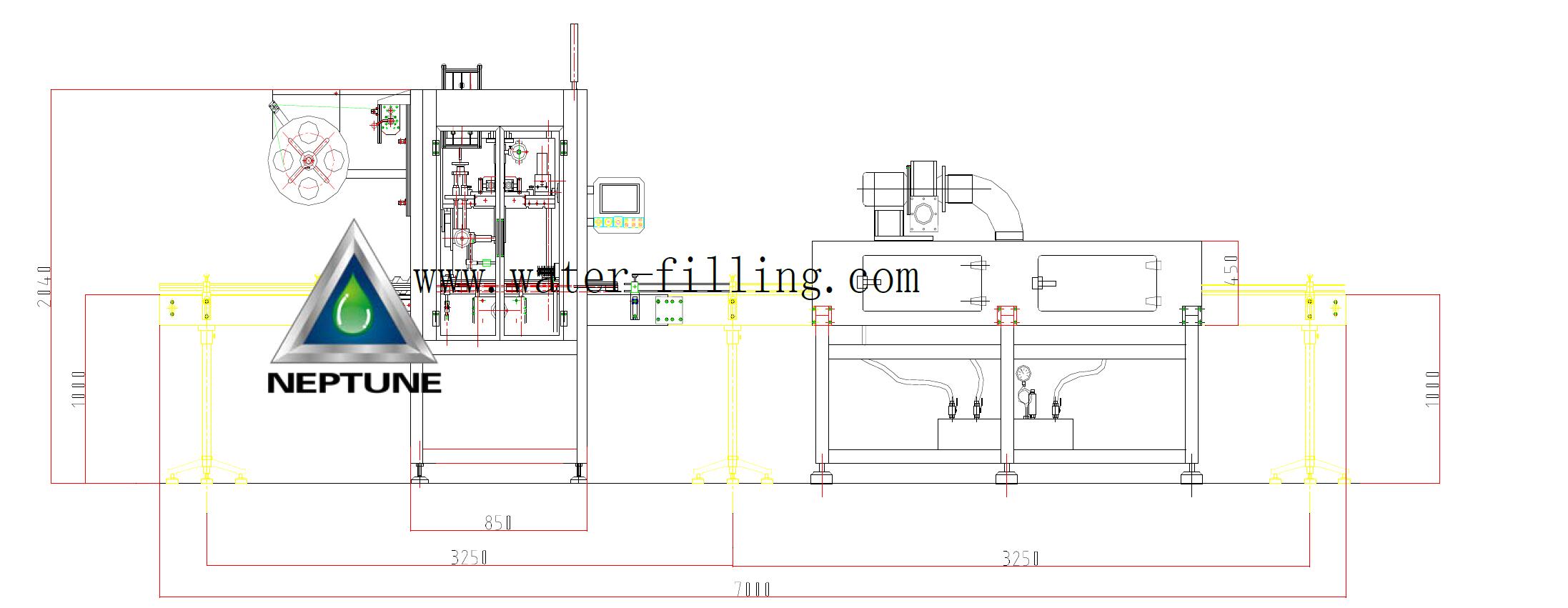 layout of sleeve shrink llabeling machine for small bottled